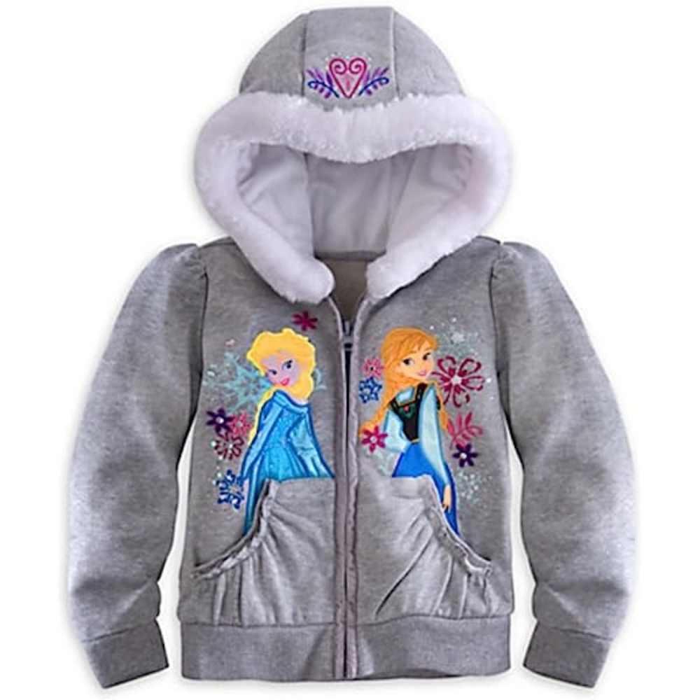 EUC Disney Store Exclusive Frozen Sparkly Grey Zip Up Hoodie